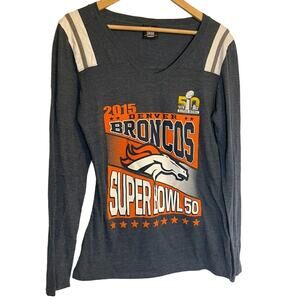 NFL Denver Broncos 2015 Superbowl 50 T Shirt Size Large Blue Tee Womens